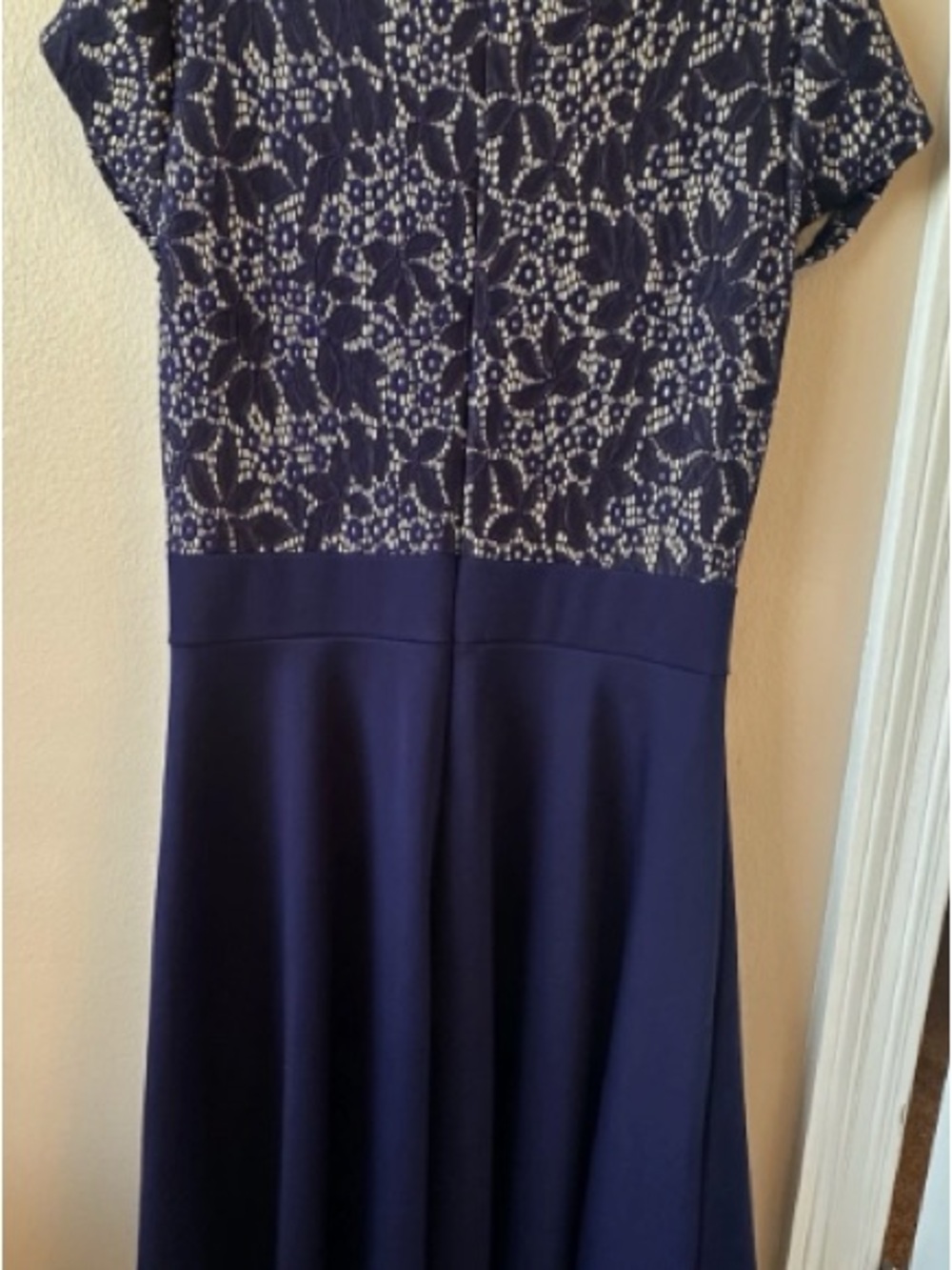 Navy Lace Bodice A-Line Dress - Women